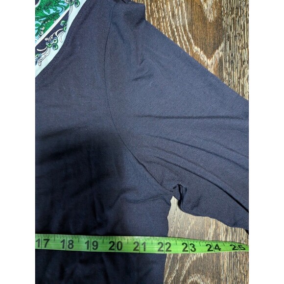 NWOT Chico's Top Sz 3 US XL Paisley Double V-Neck Navy Blue Knit Boho Preppy 144 - Picture 5 of 6